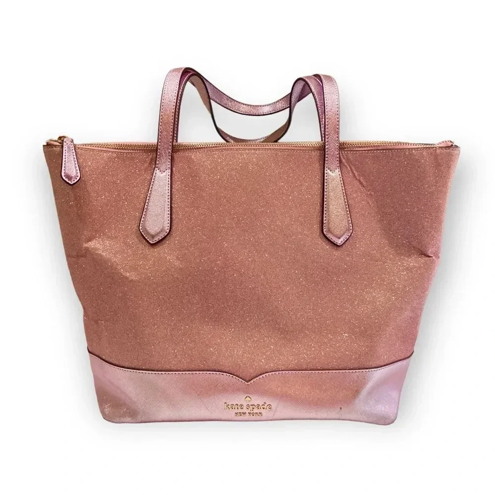 KATE SPADE Lola Glitter Tote & Wallet Pink Set
